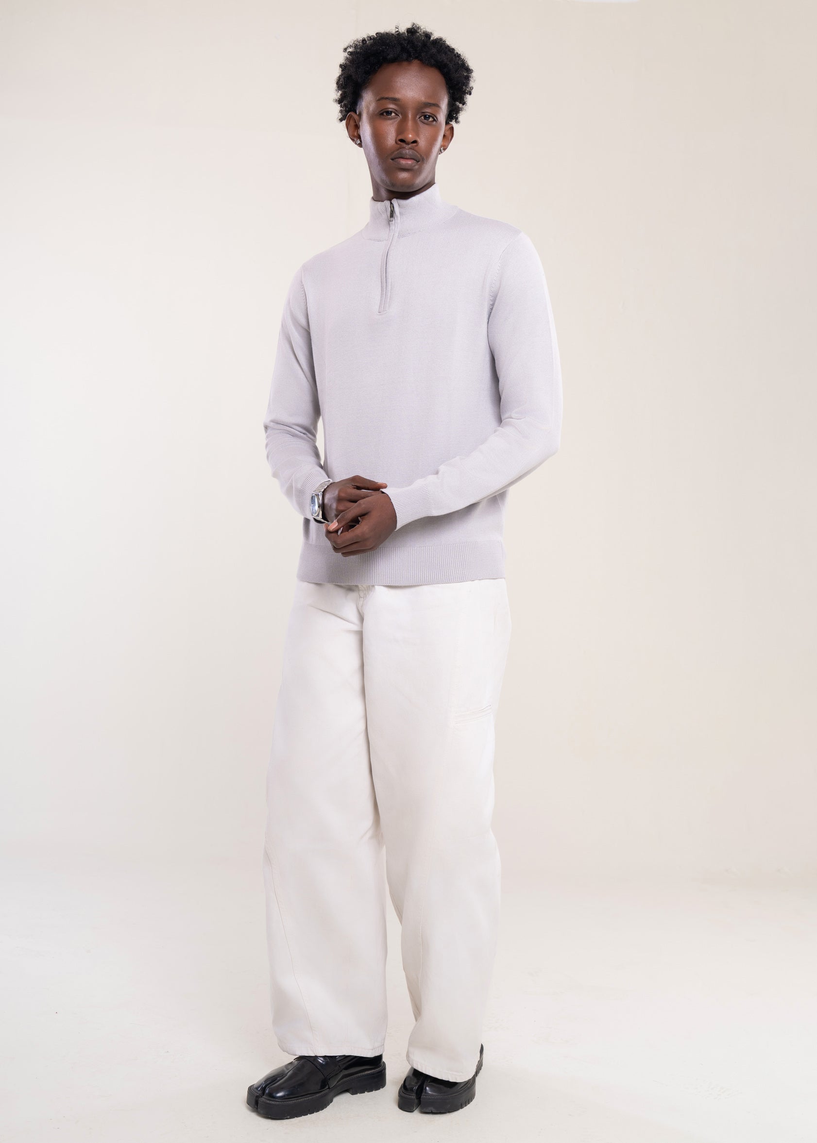 Mens Zip Neck Jumper Grey - Lucca Mens Collection UK