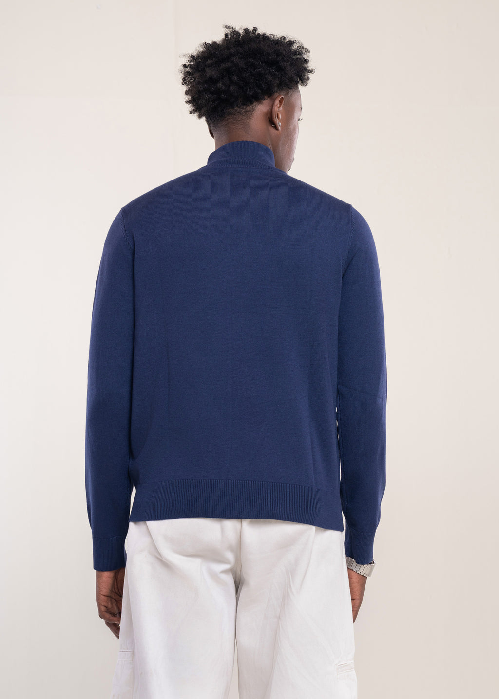 Mens Zip Neck Jumper Navy - Quarter Zip Jumper - Lucca Menswear UK