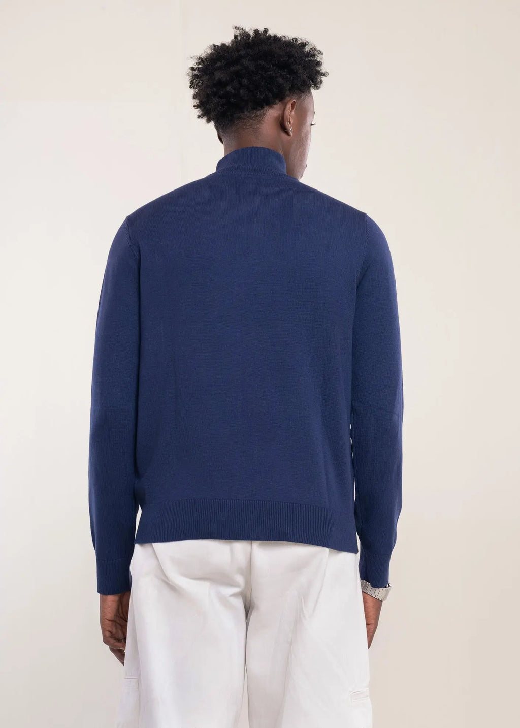 Mens Zip Neck Jumper Navy - Quarter Zip Jumper - Lucca Menswear UK