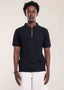 Mens Zip Neck Polo T Shirt Black - Mens T Shirt - Lucca Menswear UK