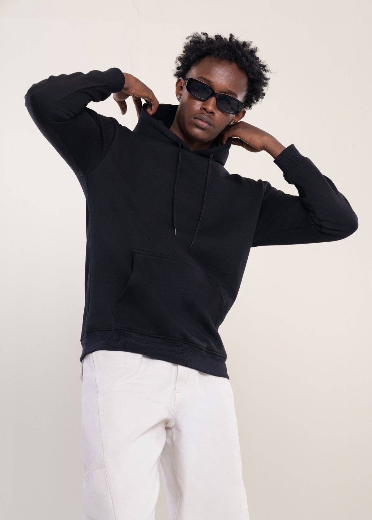 Men's Black Cotton Hoodie - Lucca Menswear