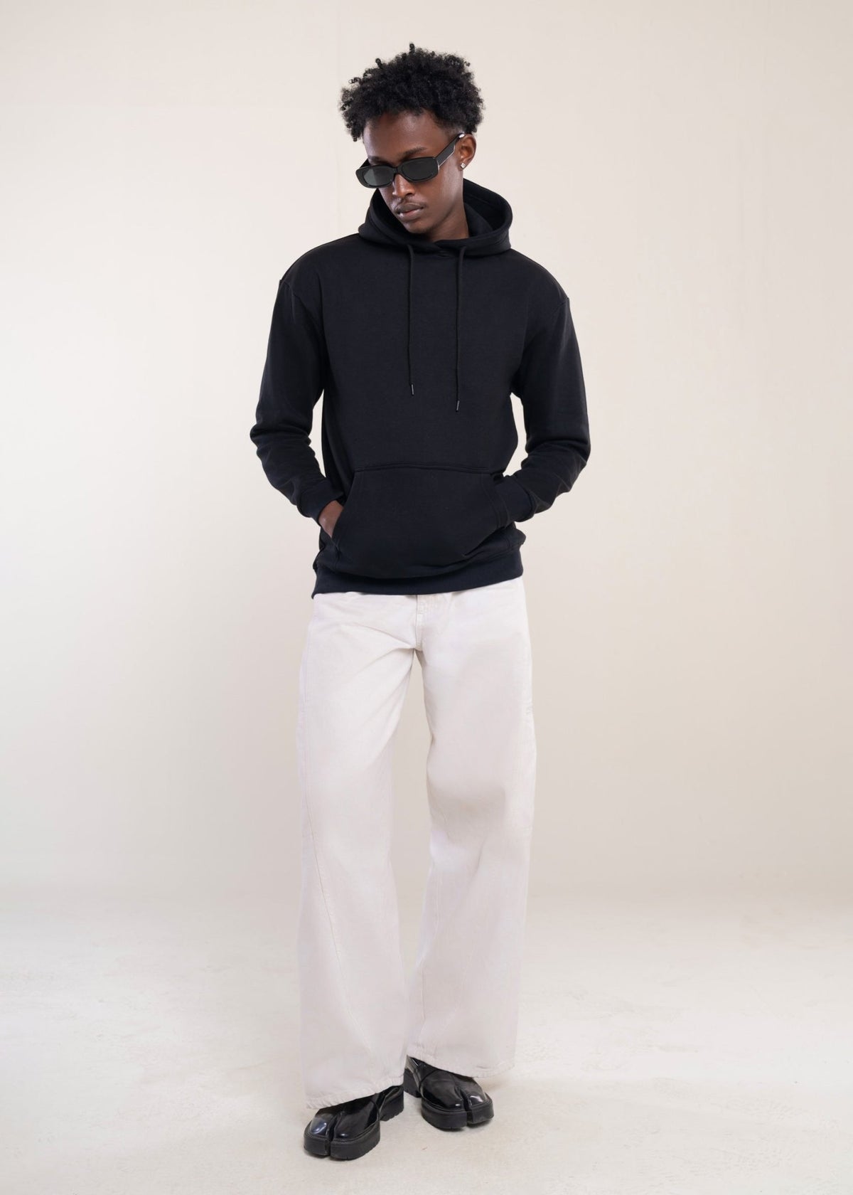 Men's Black Cotton Hoodie - Lucca Menswear