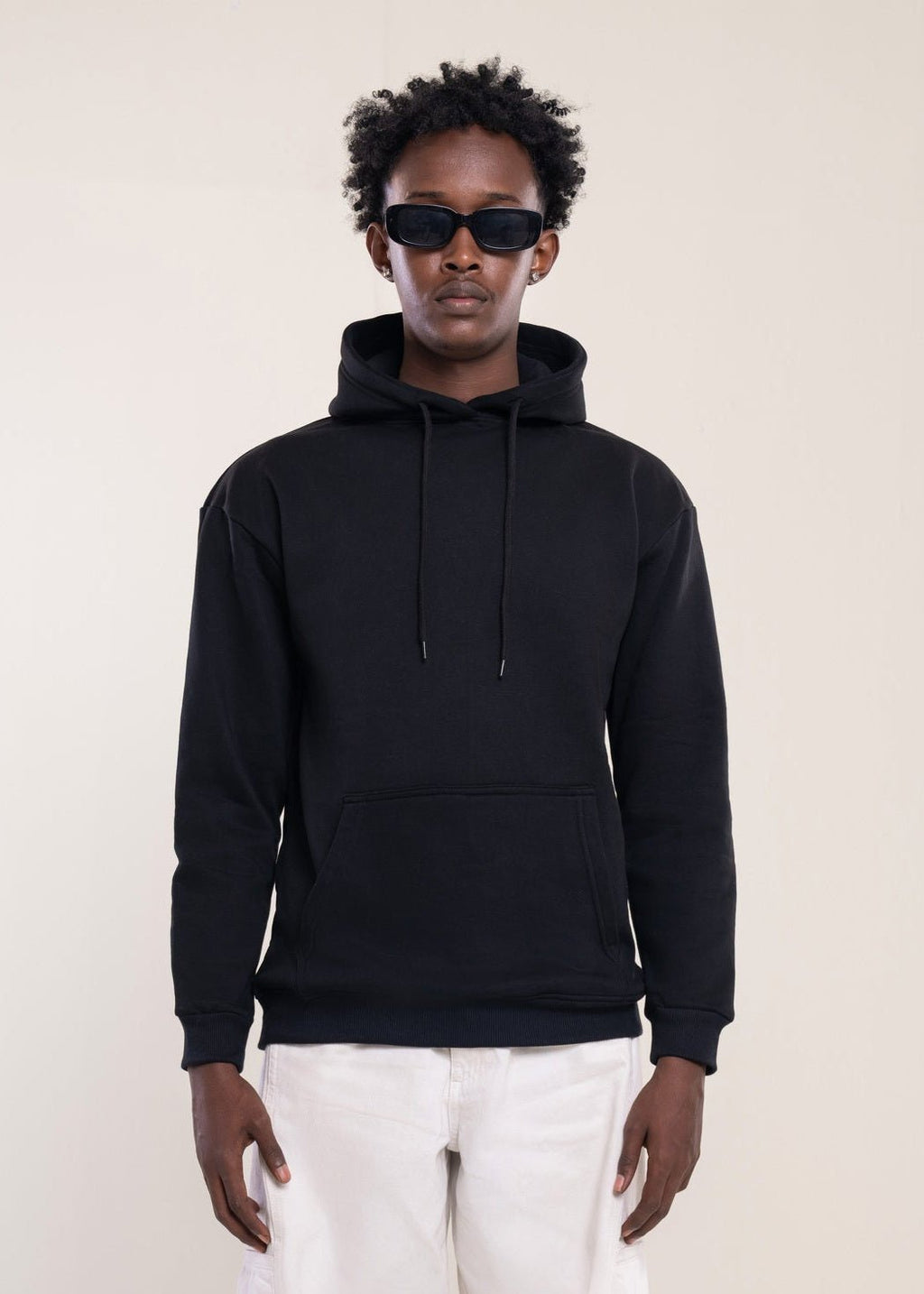 Men's Black Cotton Hoodie - Lucca Menswear