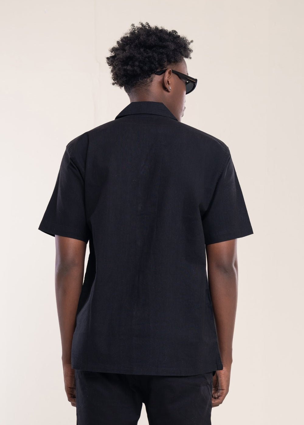 Men's Black Linen Shirt - Lucca Menswear