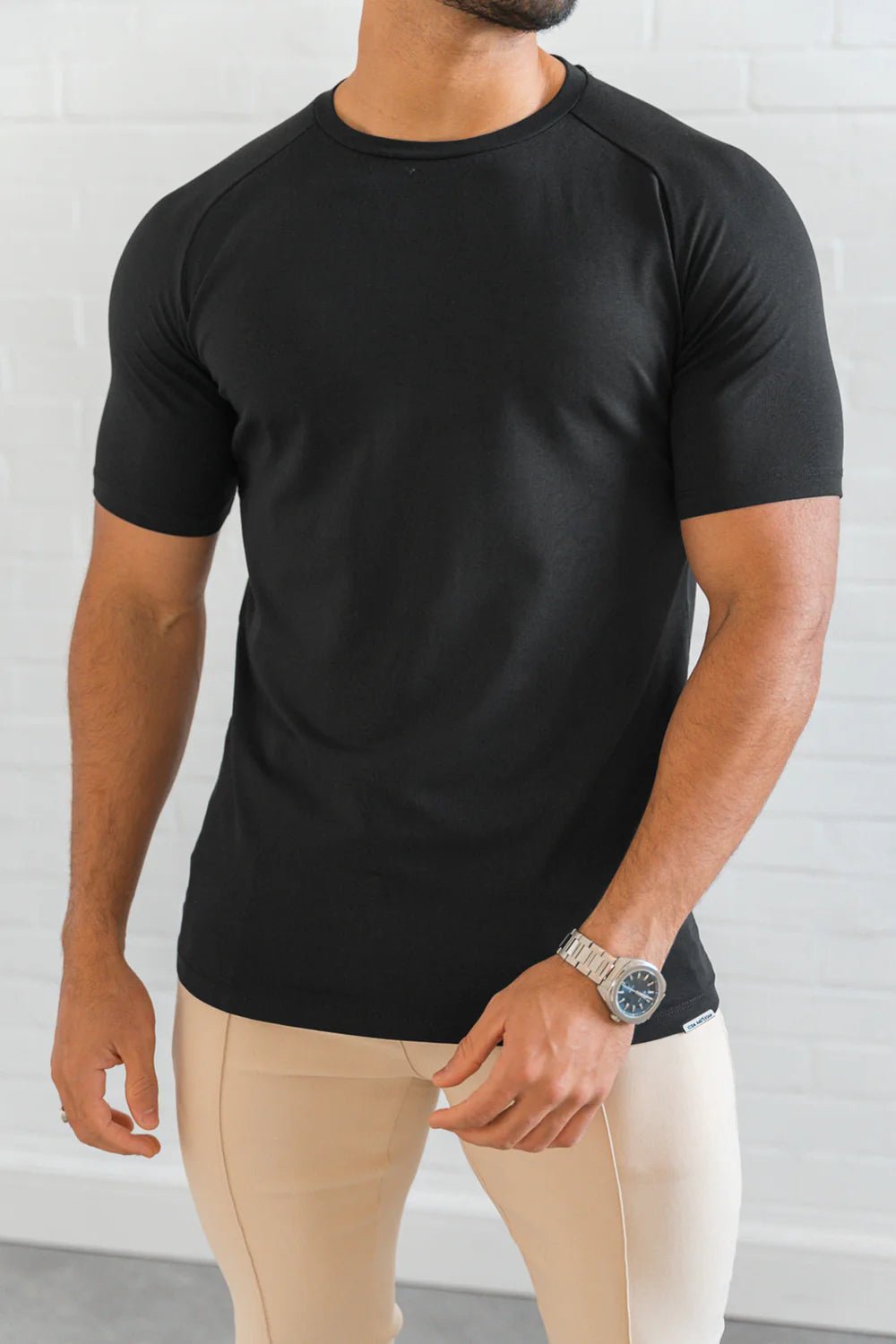 Men's Black Muscle Fit T-Shirt - Premium Cotton - Lucca Menswear