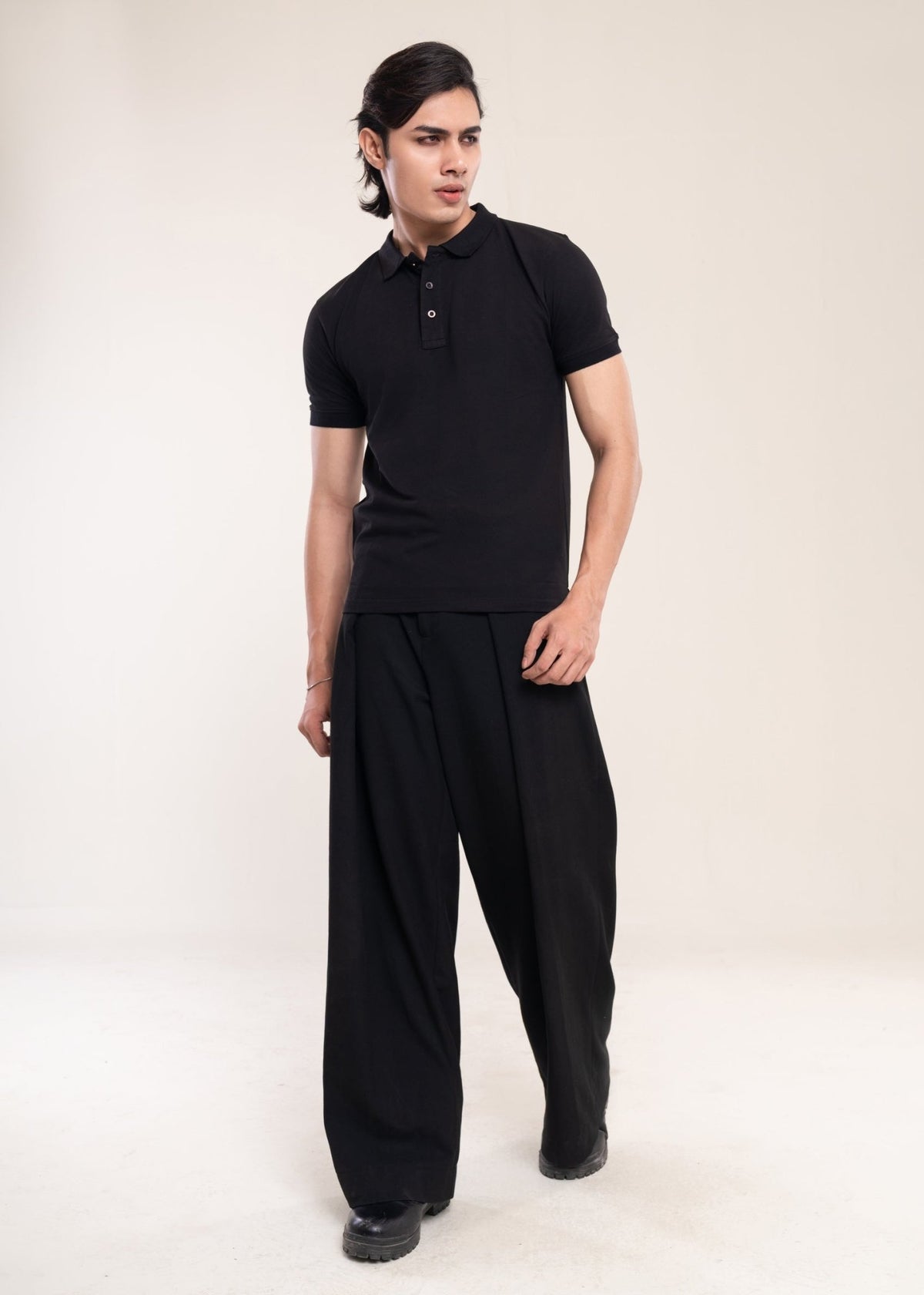 Men's Black Premium Cotton Polo T-Shirt - Lucca Menswear