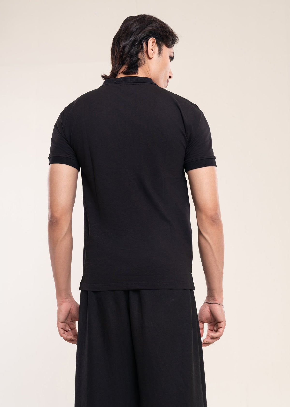 Men's Black Premium Cotton Polo T-Shirt - Lucca Menswear
