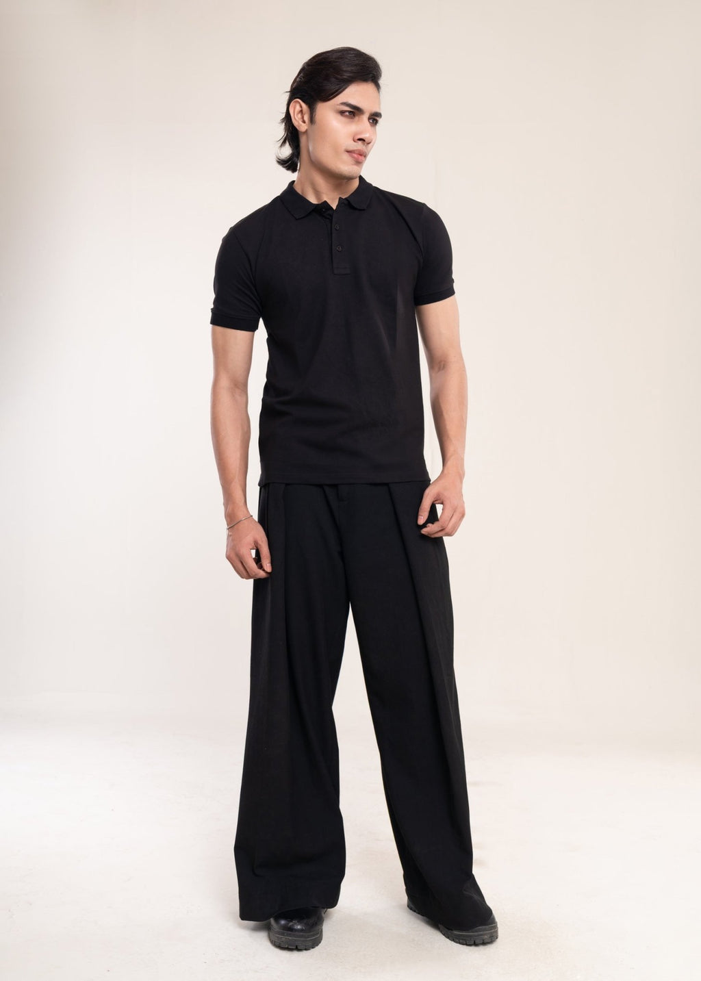 Men's Black Premium Cotton Polo T-Shirt - Lucca Menswear