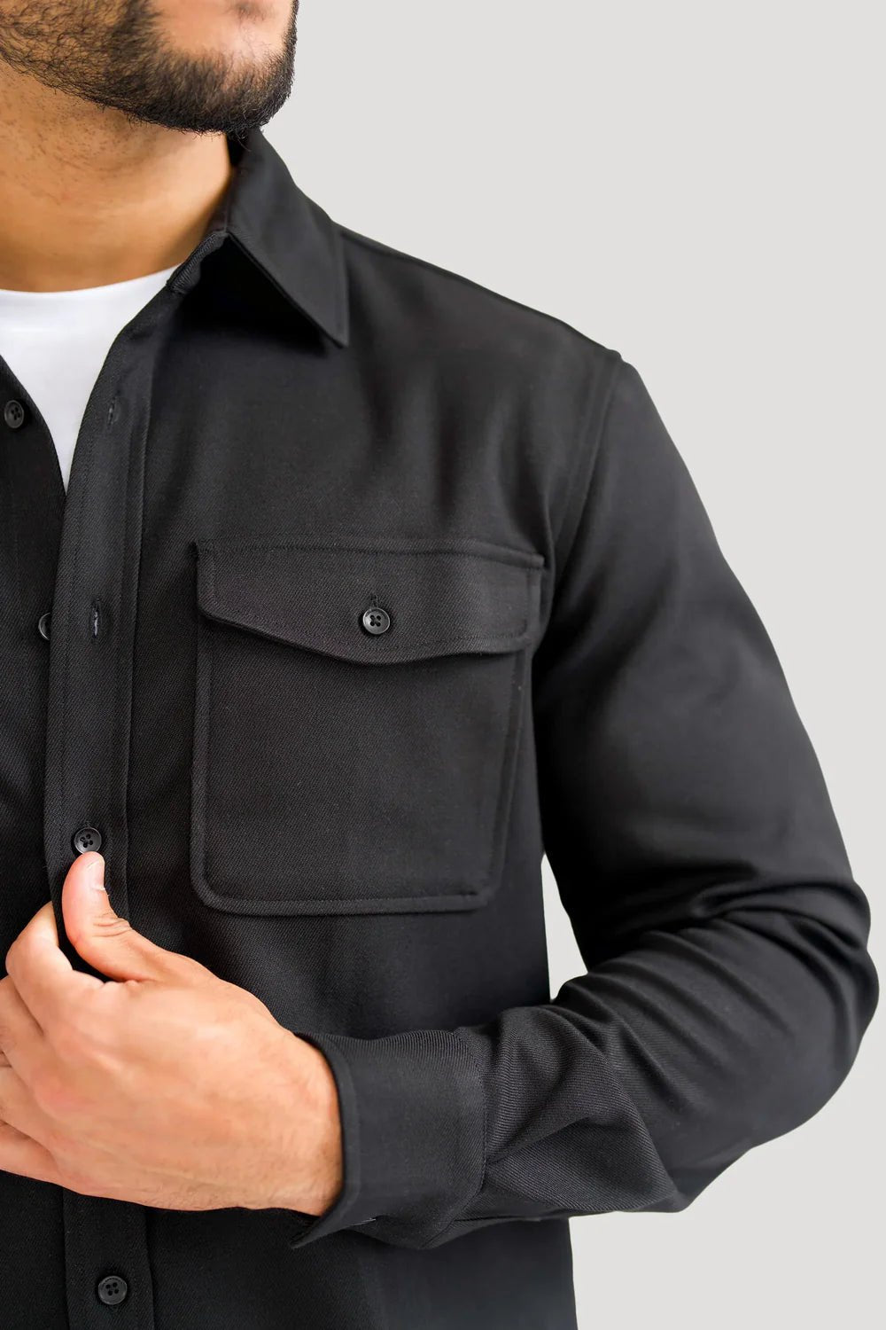 Men's Black Premium Overshirt - Lucca Menswear