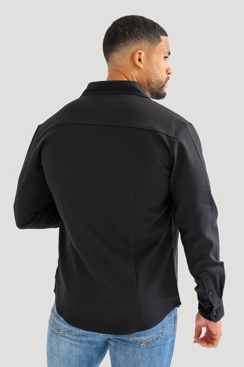 Men's Black Premium Overshirt - Lucca Menswear