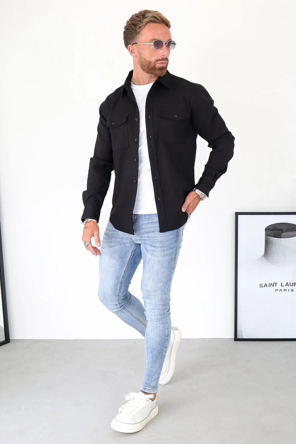 Men's Black Premium Overshirt - Lucca Menswear