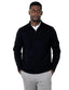 Men's Black Zip Neck Jumper - Lucca Menswear