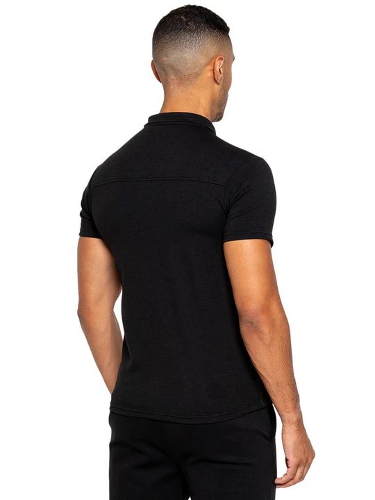 Men's Black Zip Neck Polo T-Shirt Secondary image