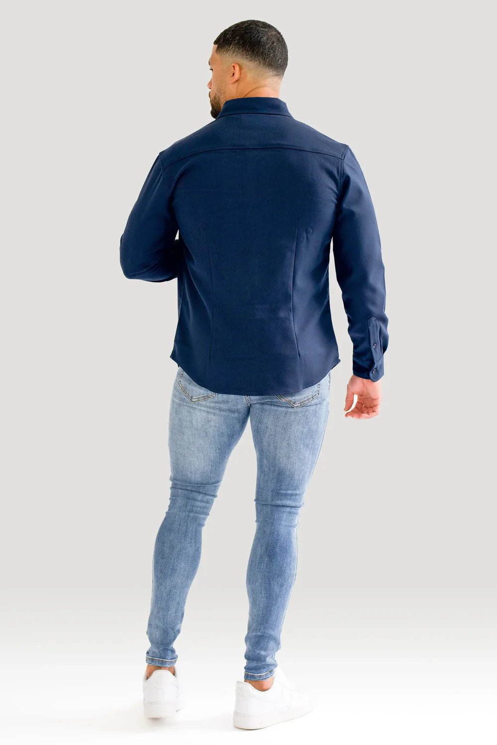 Men's Blue Premium Overshirt - Lucca Menswear