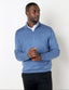 Men's Blue Zip Neck Jumper - Lucca Menswear
