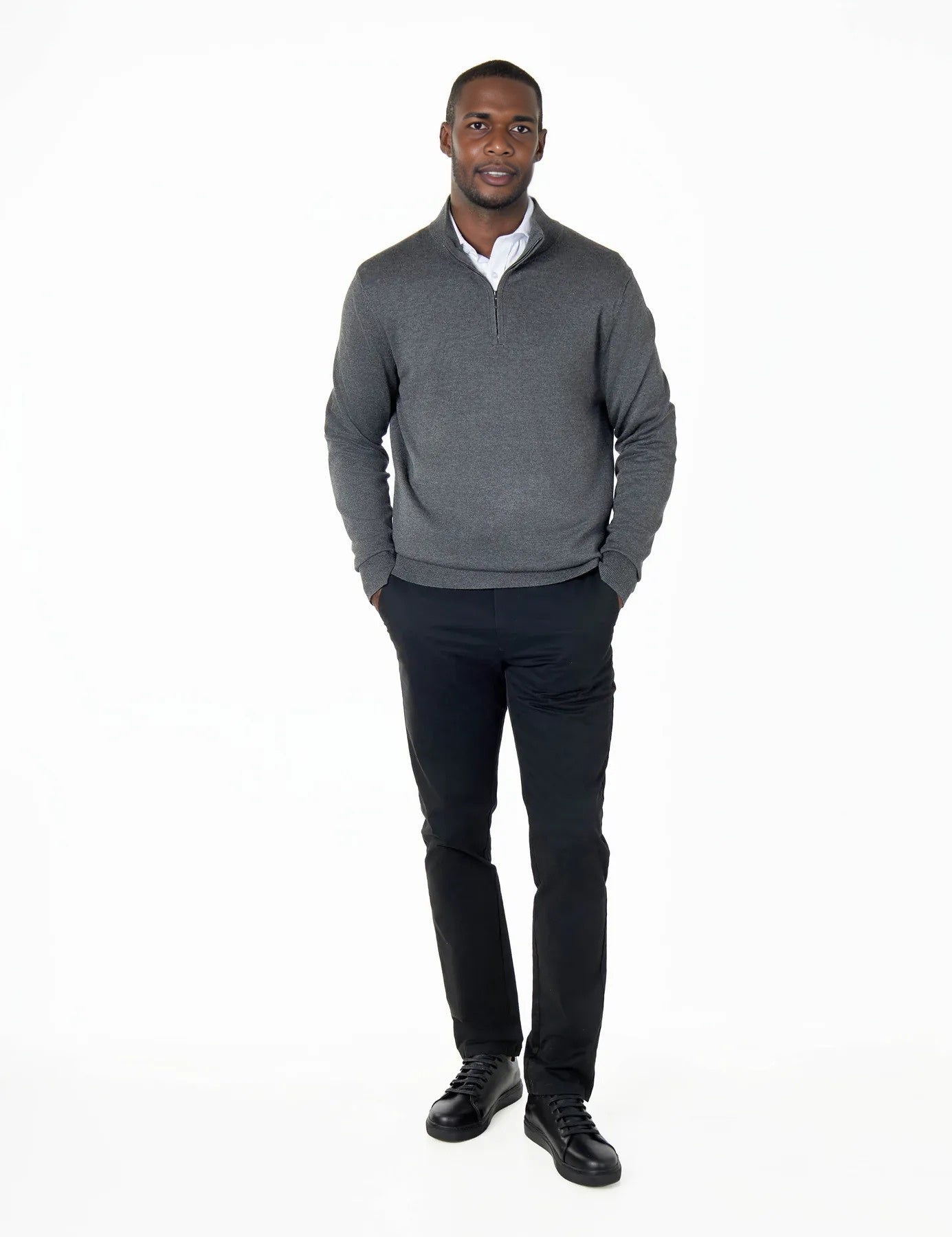 Men's Charcoal Zip Neck Jumper Secondary image