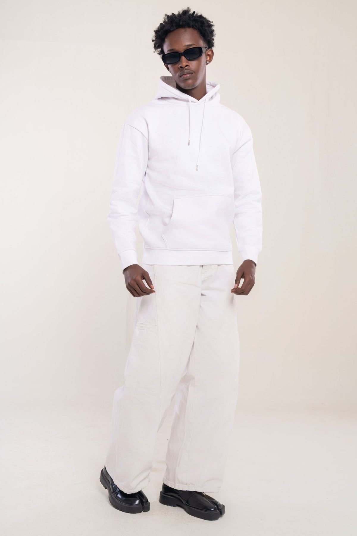 Men's Cotton Hoodie In White - Lucca Menswear
