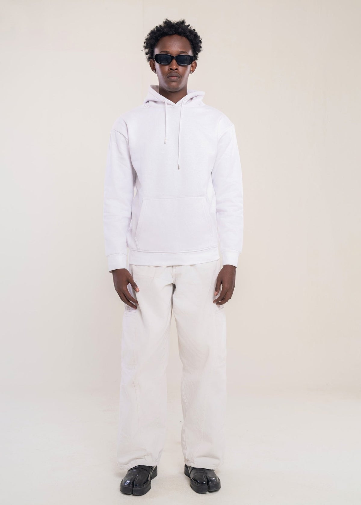 Men's Cotton Hoodie In White - Lucca Menswear