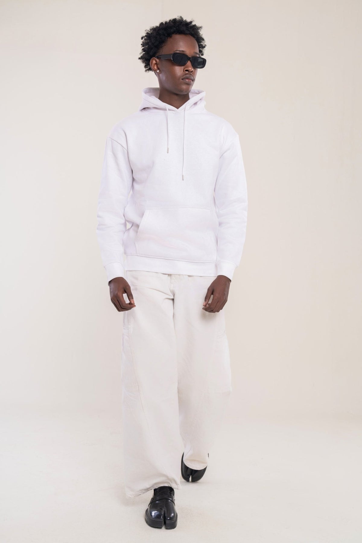 Men's Cotton Hoodie In White - Lucca Menswear
