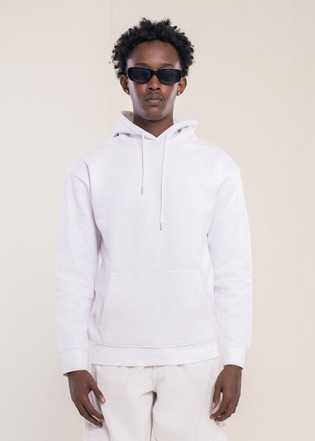 Men's Cotton Hoodie In White - Lucca Menswear