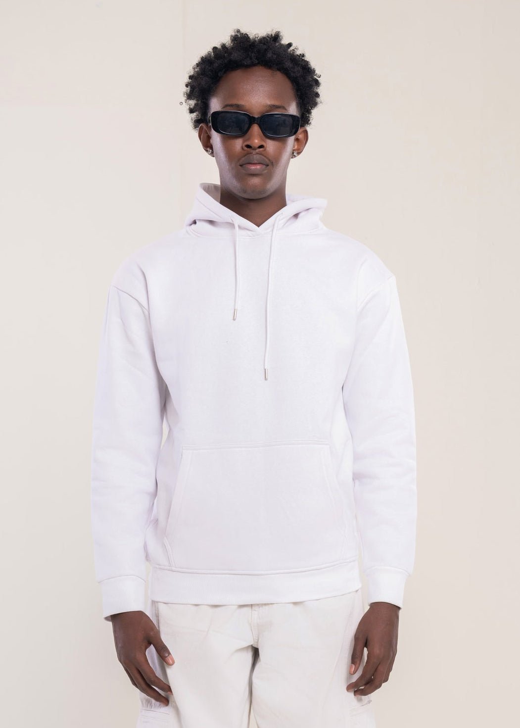 Men's Cotton Hoodie In White - Lucca Menswear