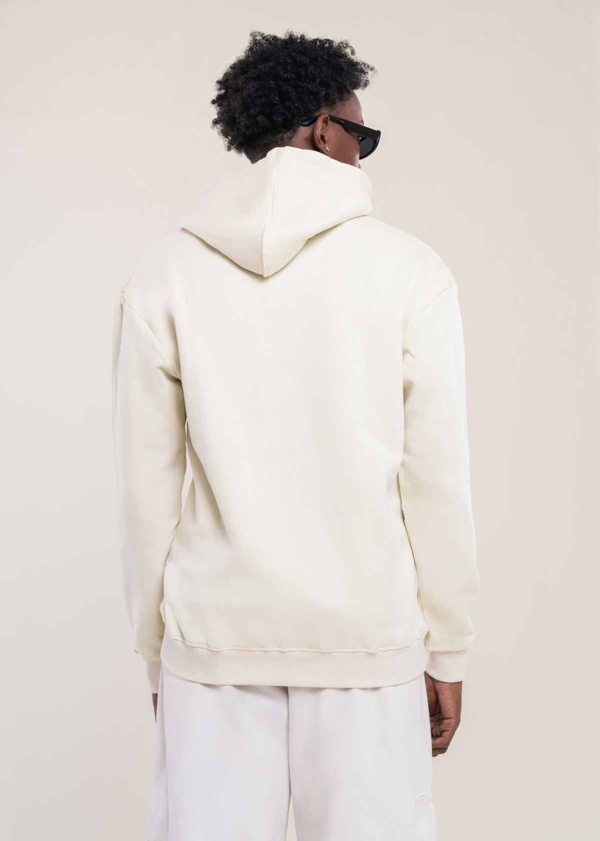 Men's Cream Cotton Hoodie - Lucca Menswear