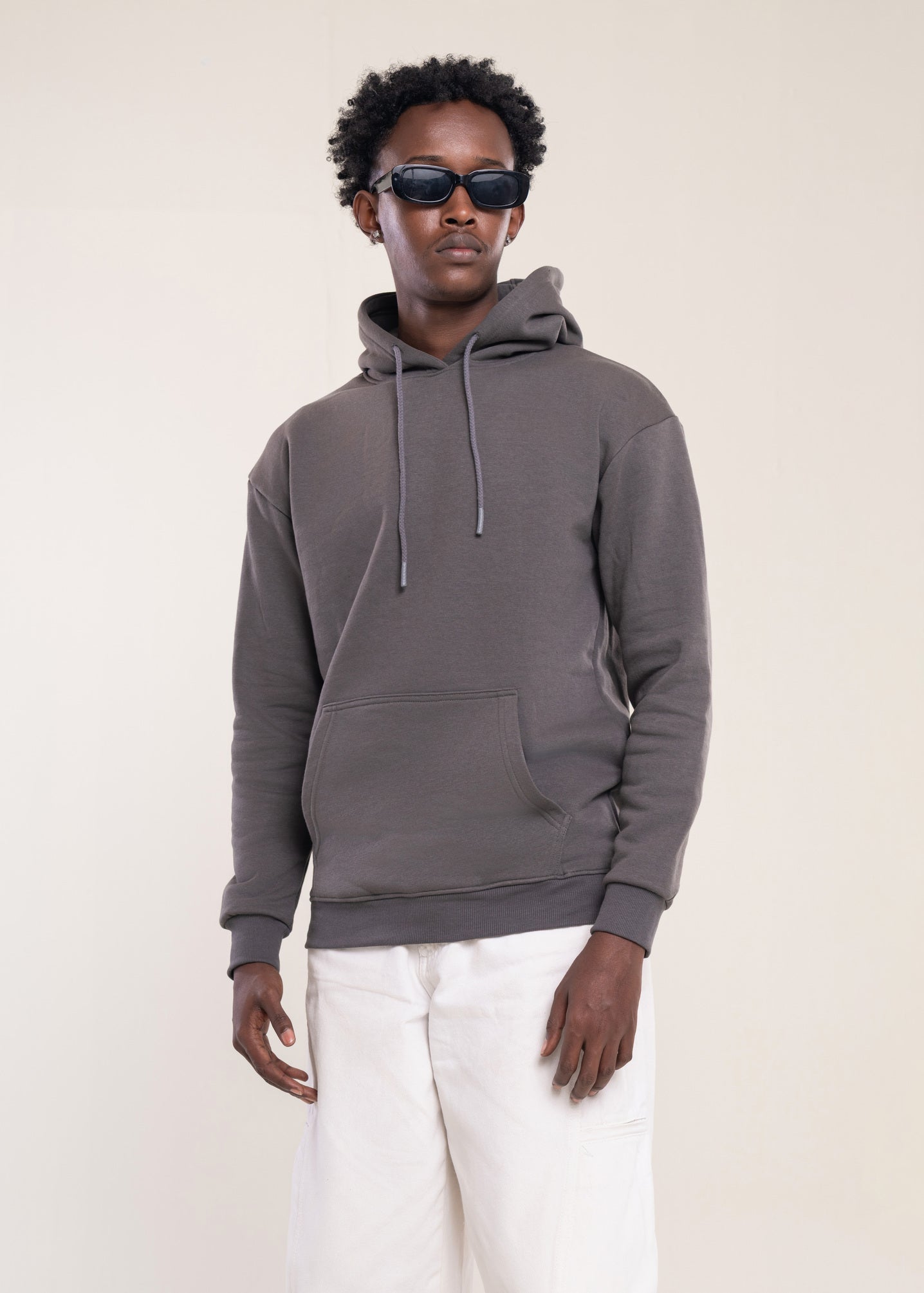 Men's Grey Cotton Hoodie - Lucca Menswear