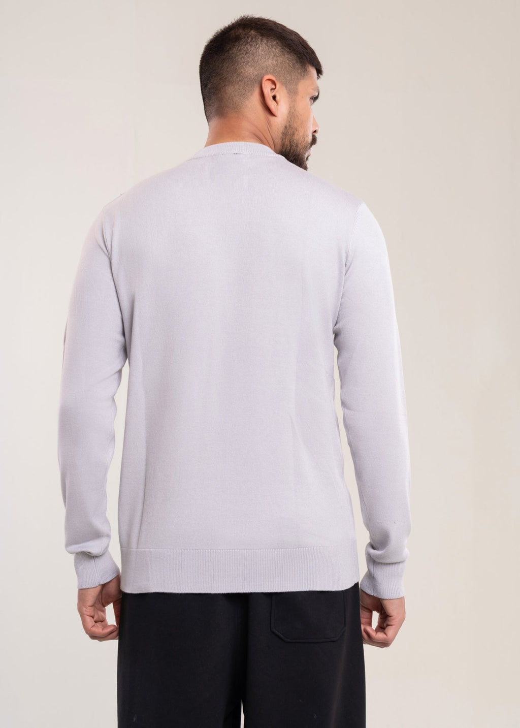 Men's Grey Crew Neck Sweater - Lucca Menswear