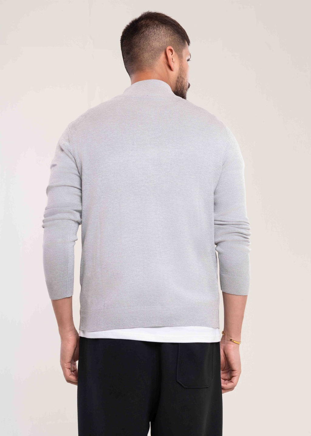 Men's Grey Full Zip Jumper - Lucca Menswear