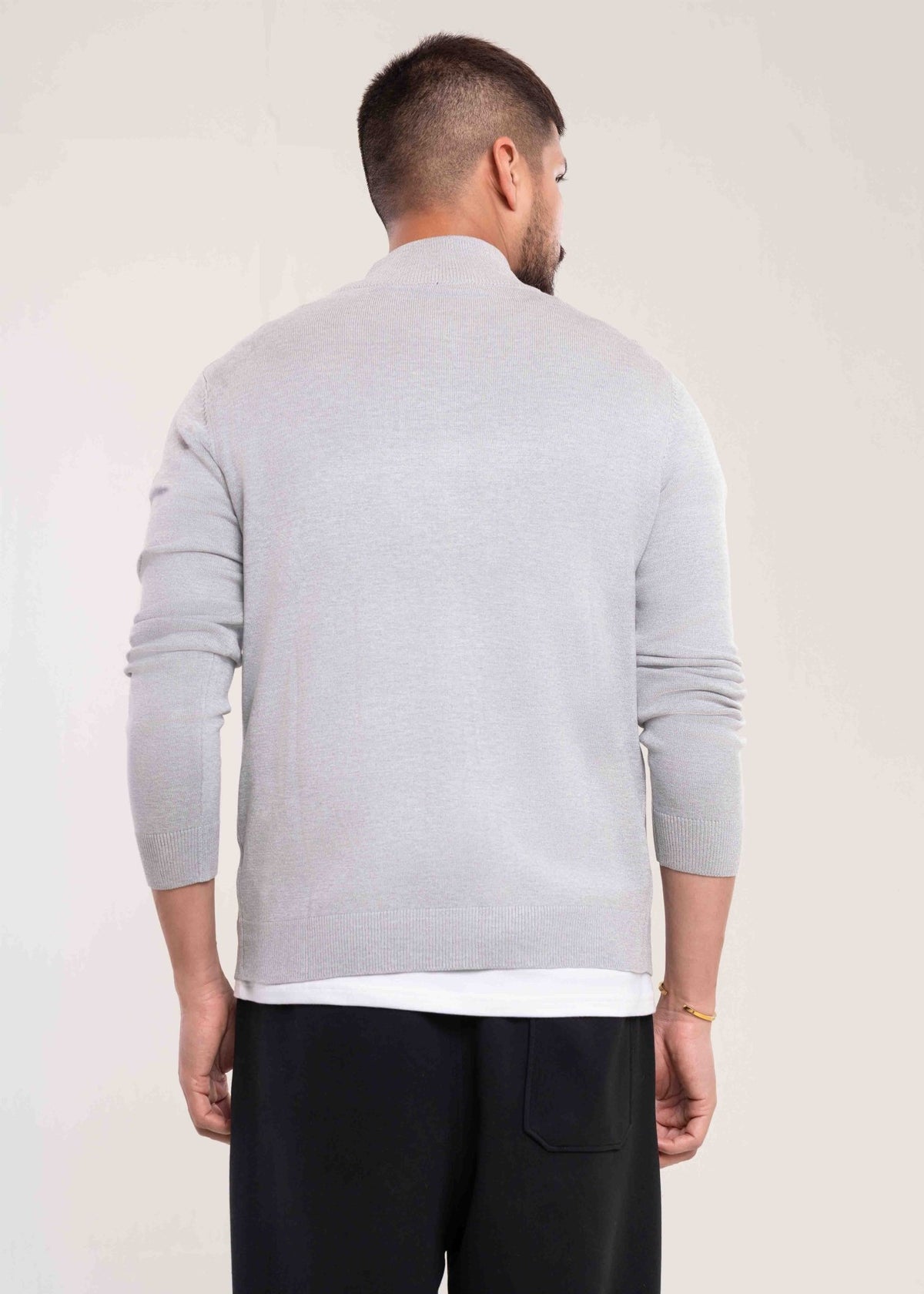 Men's Grey Full Zip Jumper - Lucca Menswear