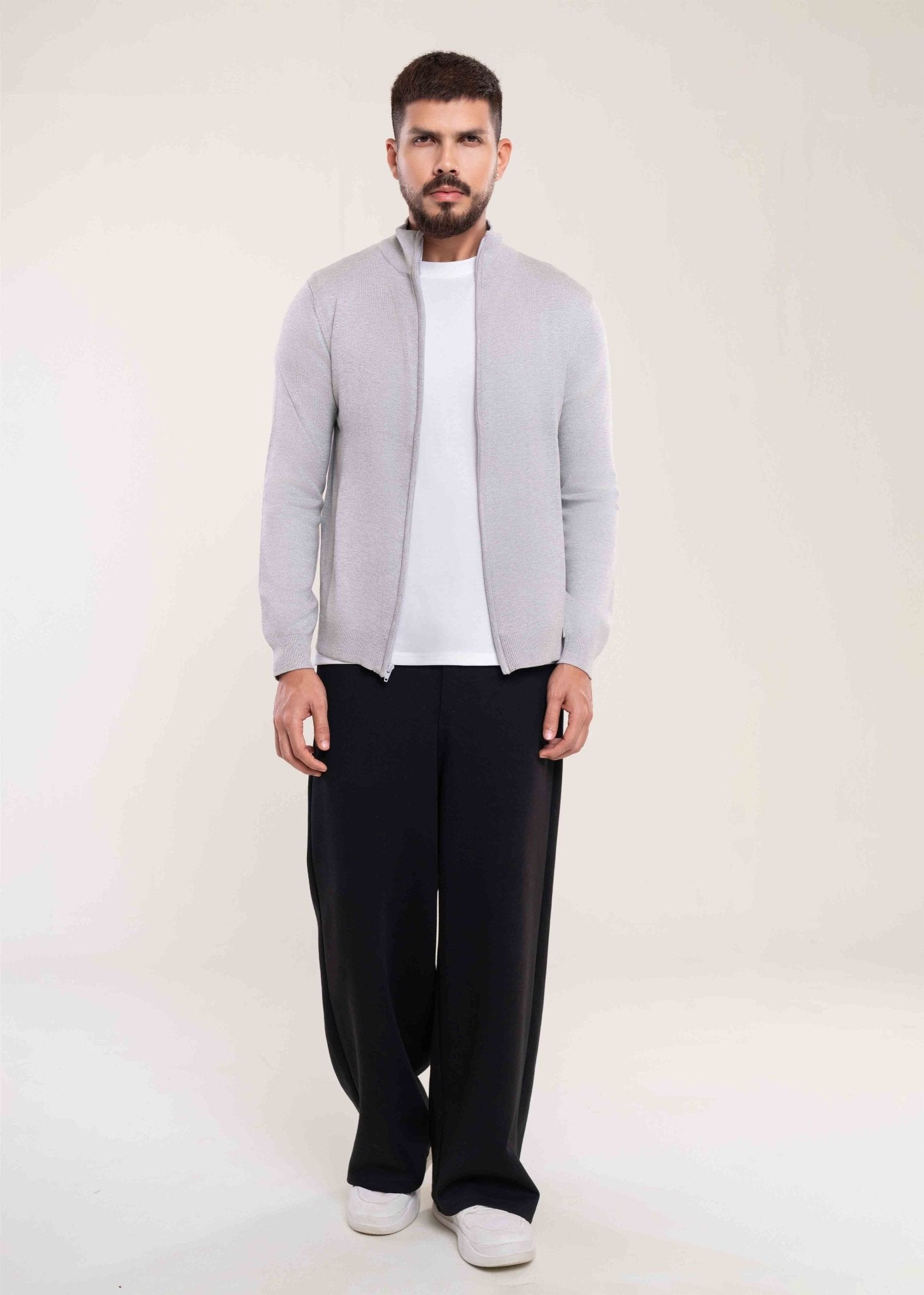 Men's Grey Full Zip Jumper Secondary image