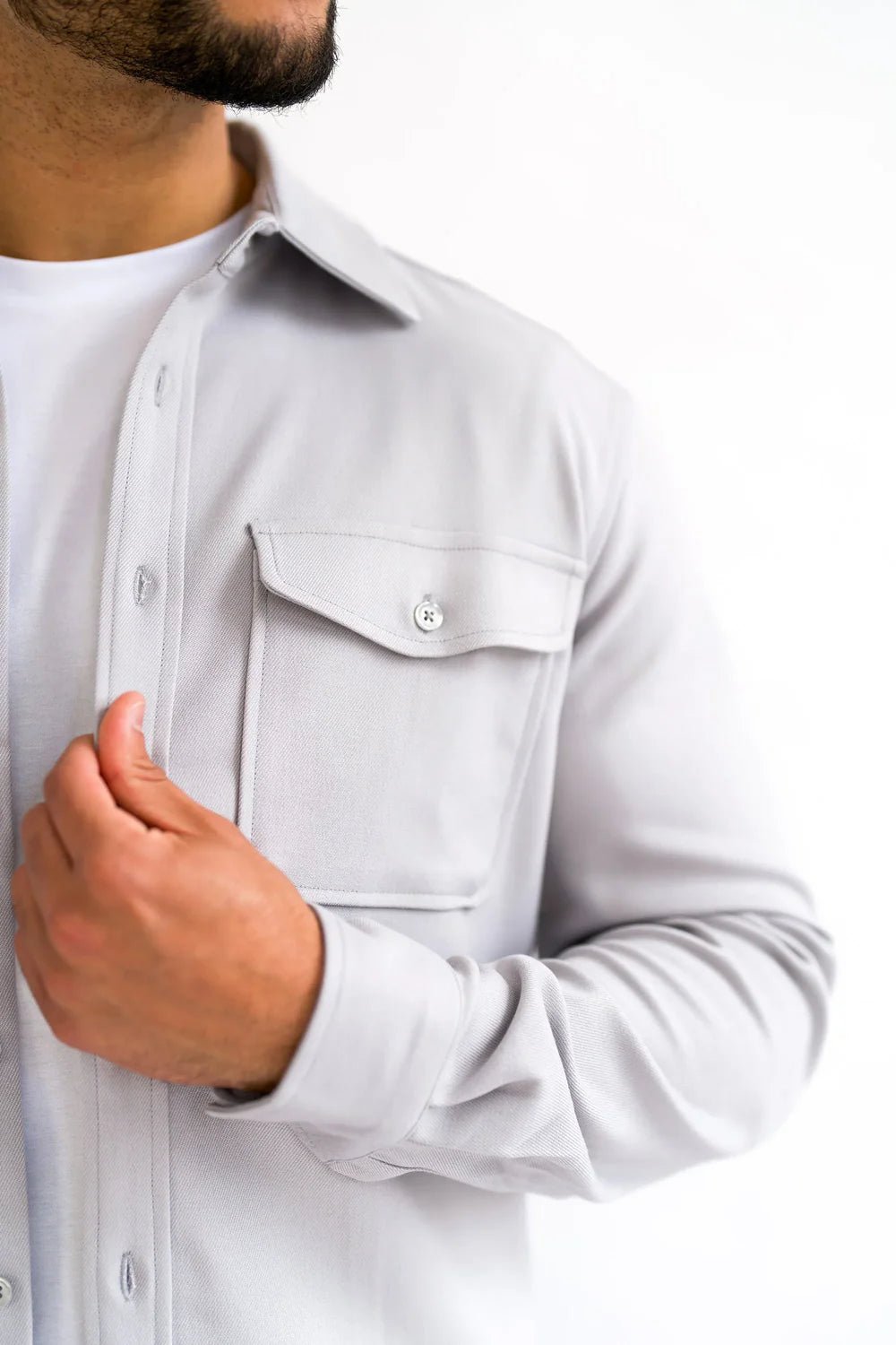 Men's Grey Premium Overshirt - Lucca Menswear