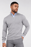 Men's Grey Zip Neck Jumper - Lucca Menswear