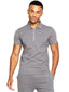 Men's Grey Zip Neck Polo T-Shirt - Lucca Menswear