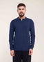 Men's Navy Blue Slim Fit Polo Jumper - Lucca Menswear