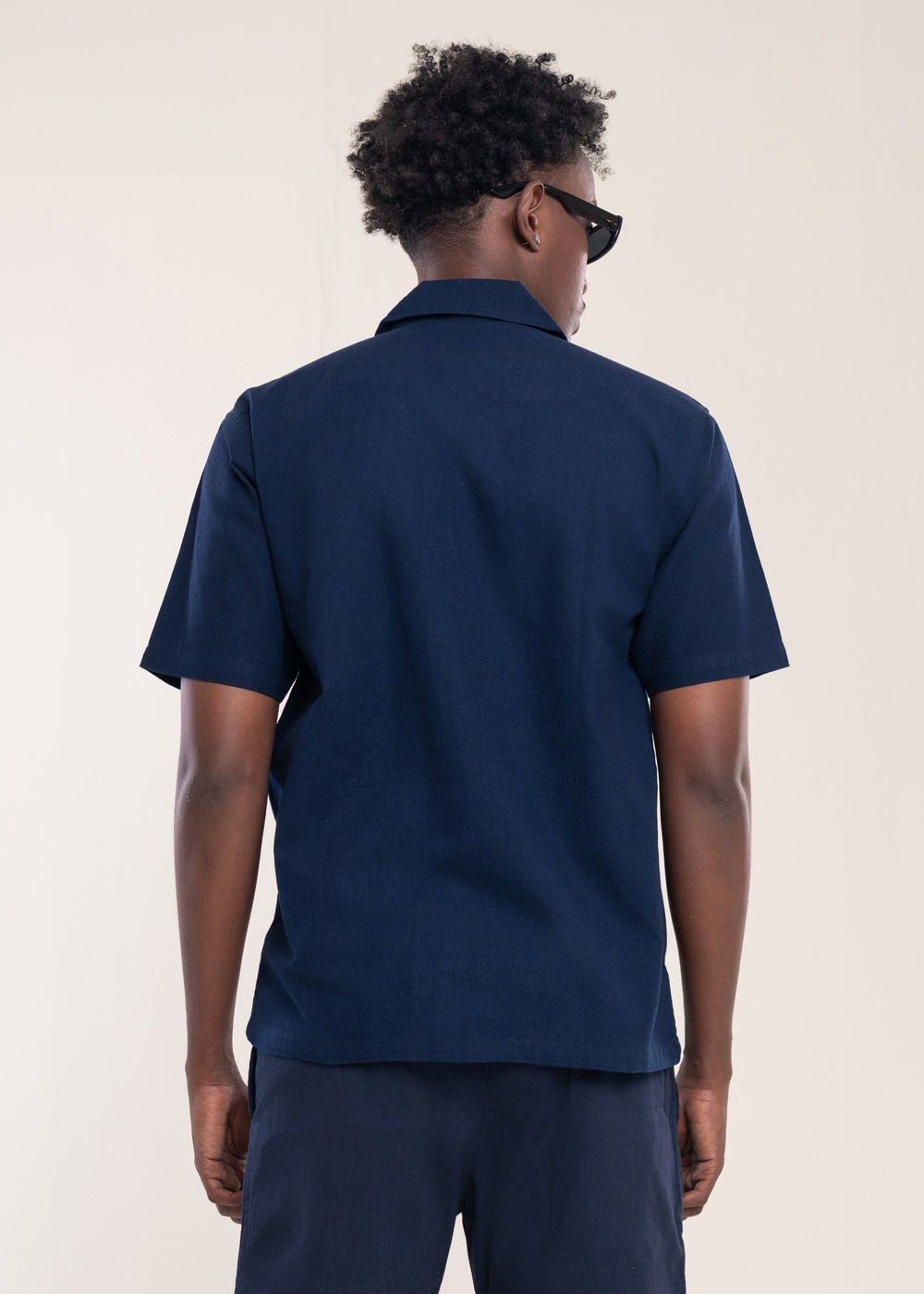 Men's Navy Linen Shirt - Lucca Menswear