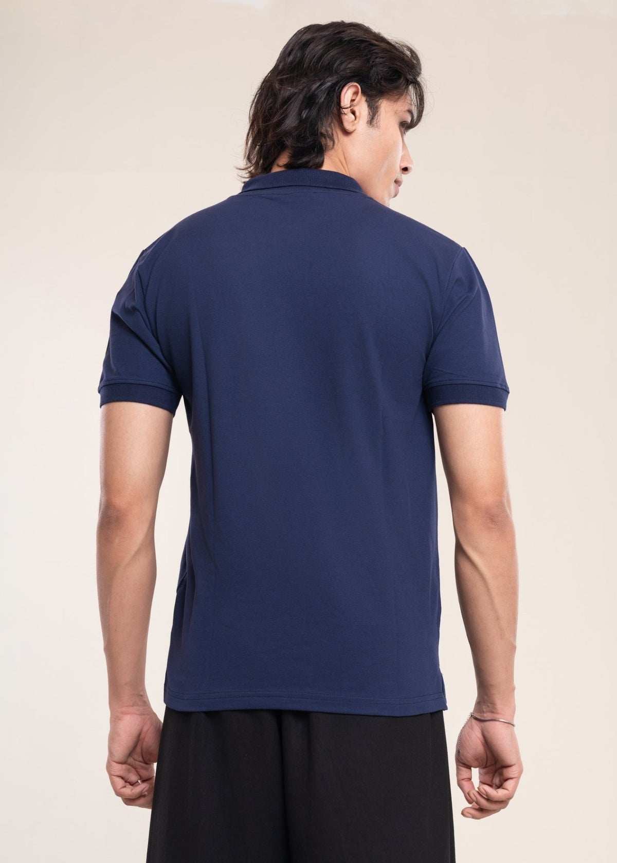 Men's Navy Premium Cotton Polo T-Shirt - Lucca Menswear