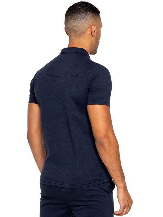 Men's Navy Zip Neck Polo T-Shirt Secondary image