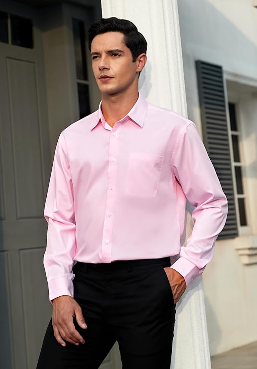 Men's Pink Cotton Blend Tailored Fit Shirt Secondary image