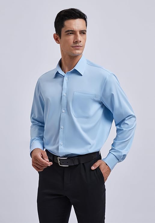 Men's Sky Blue Cotton Blend Tailored Fit Shirt - Lucca Menswear