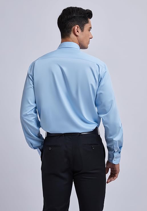 Men's Sky Blue Cotton Blend Tailored Fit Shirt - Lucca Menswear