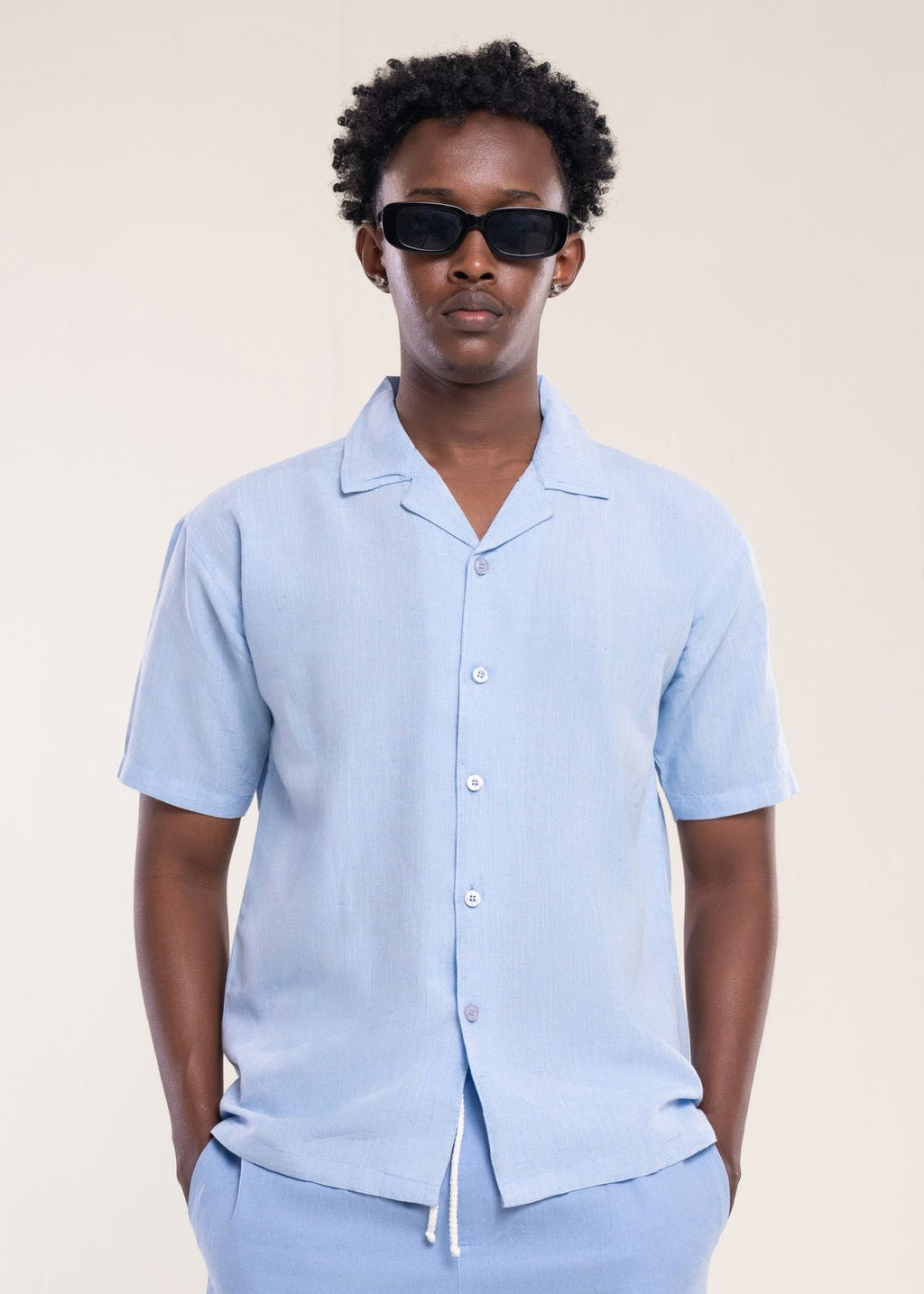 Men's Sky Blue Linen Shirt - Lucca Menswear