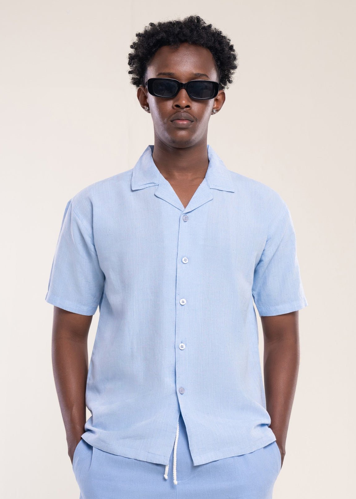 Men's Sky Blue Linen Shirt - Lucca Menswear