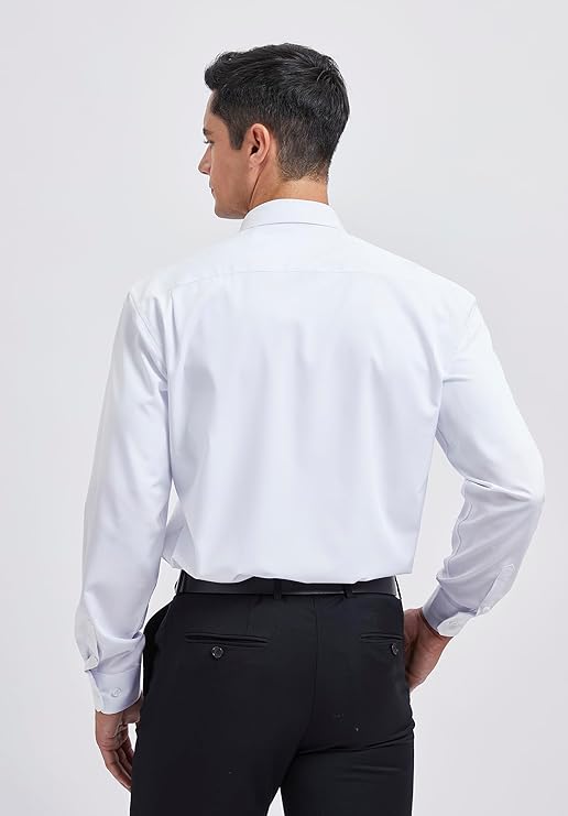 Men's White Cotton Blend Tailored Fit Shirt - Lucca Menswear