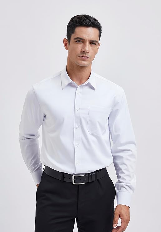 Men's White Cotton Blend Tailored Fit Shirt - Lucca Menswear