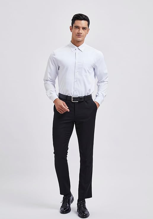 Men's White Cotton Blend Tailored Fit Shirt - Lucca Menswear