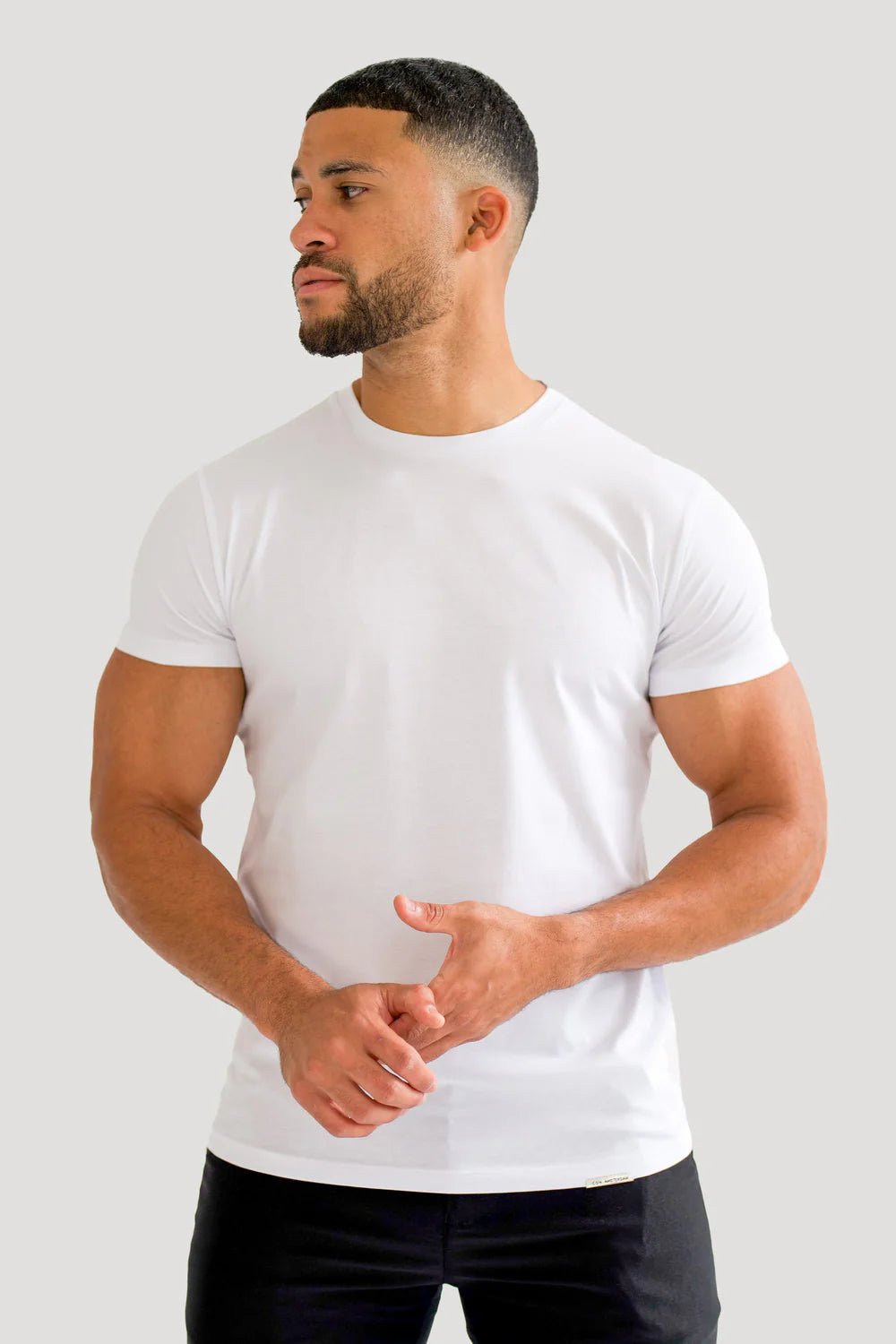 Men's White Muscle Fit Cotton T-Shirt - Lucca Menswear Main image