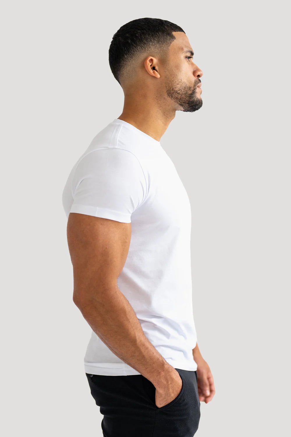 Men's White Muscle Fit Cotton T-Shirt - Lucca Menswear