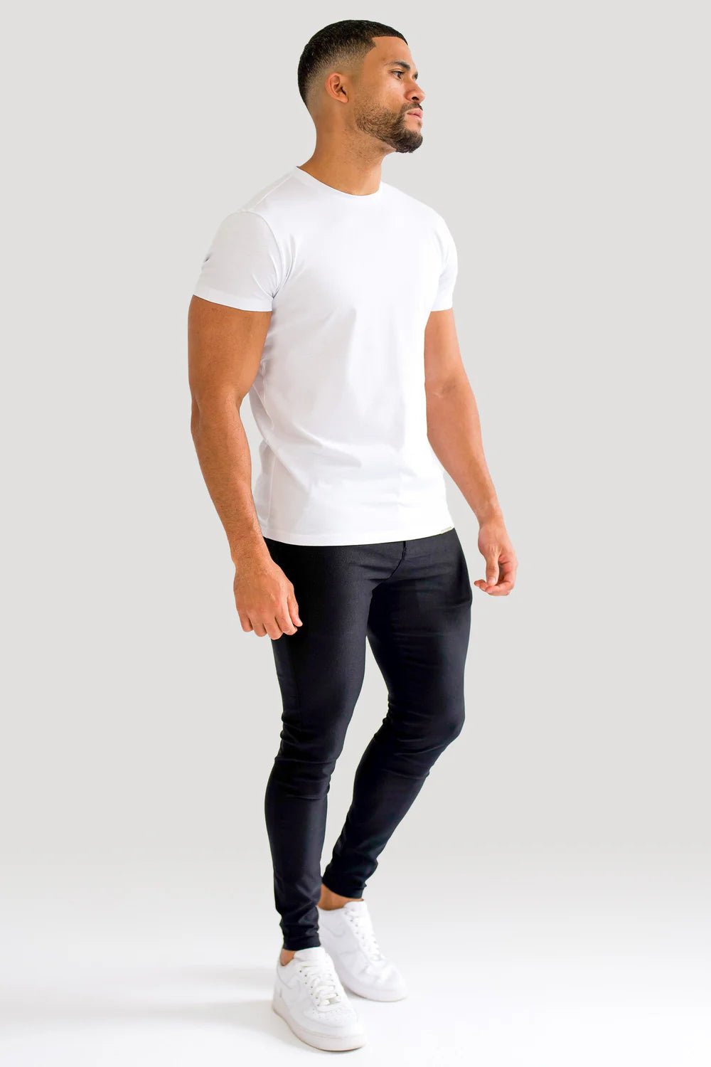 Men's White Muscle Fit Premium Cotton T-Shirt - Lucca Menswear