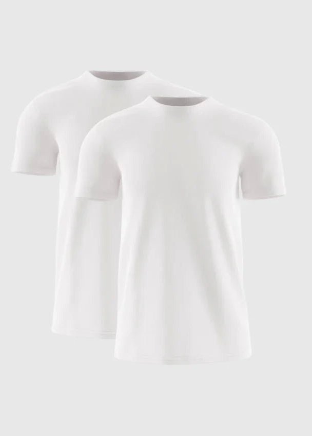 Men's White Muscle Fit T-Shirt Pack 2 Pack Premium Cotton Crew Neck Tees - Lucca Menswear Main image